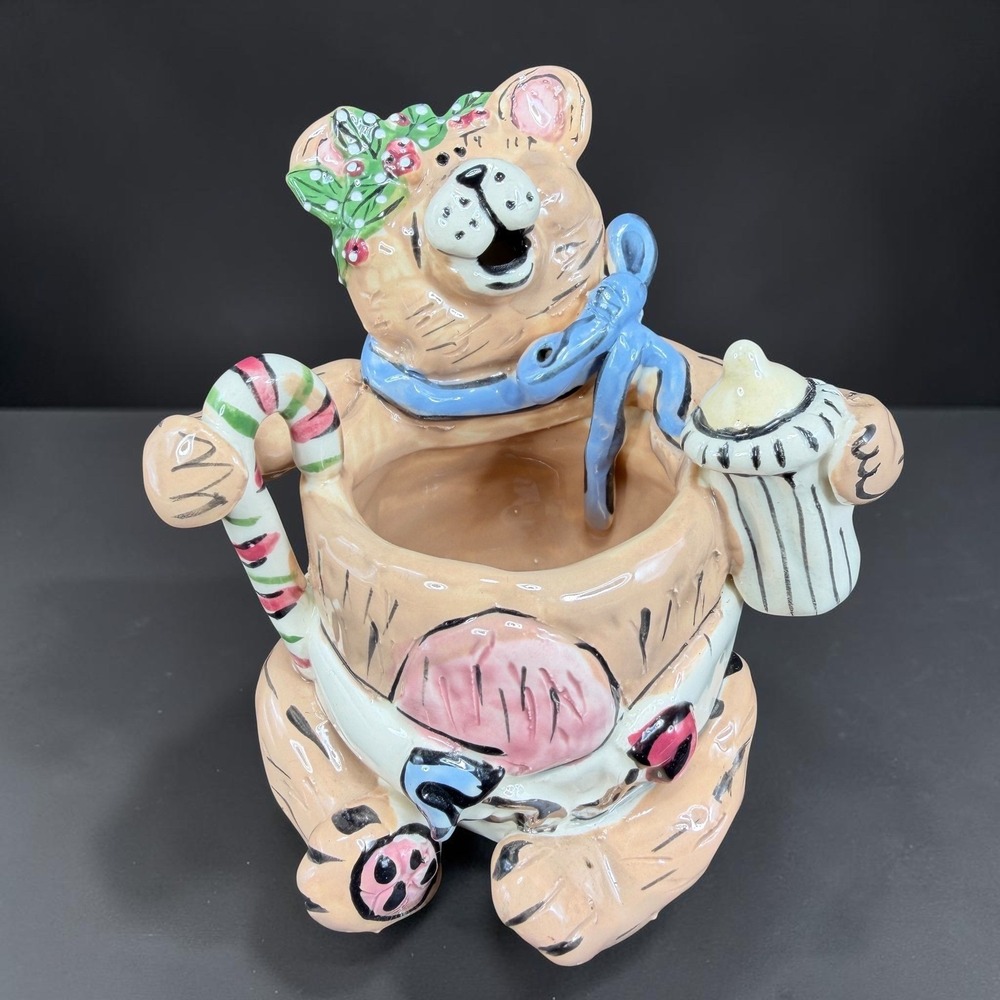 Blue Sky Corp 2001 Baby Bear Ceramic Trinket Holder Votive Candle Holder VTG